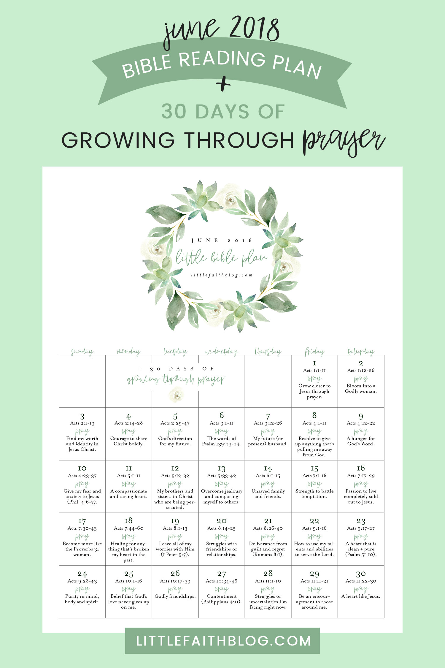 June 2018 Bible Reading Plan + 30 Days Of Growing Through Prayer