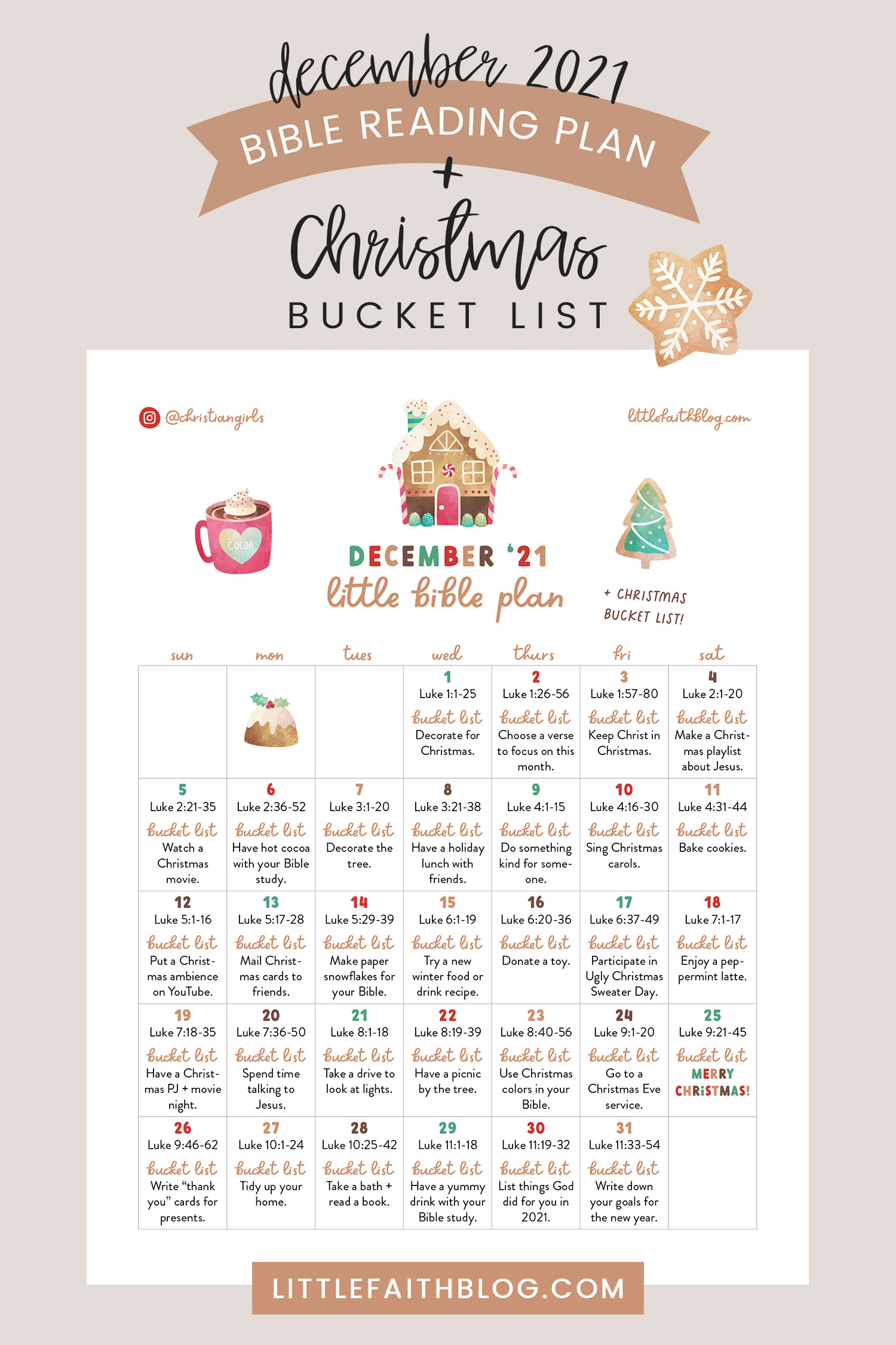 December 2021 Bible Reading Plan + Christmas Bucket List