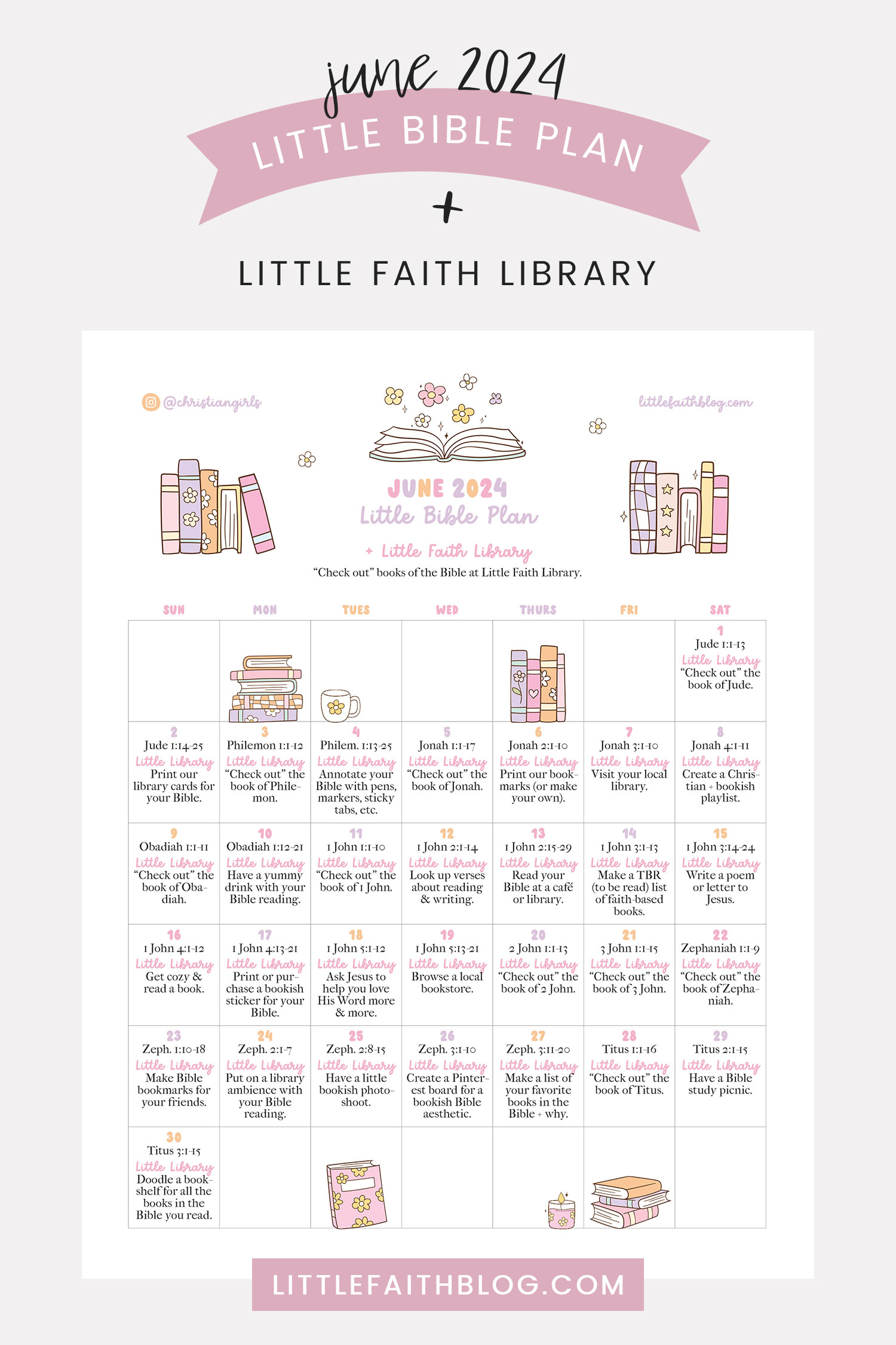 Faith Library June 2024 Bible Reading Plan + Little Faith Library Theme: “Check Out ...